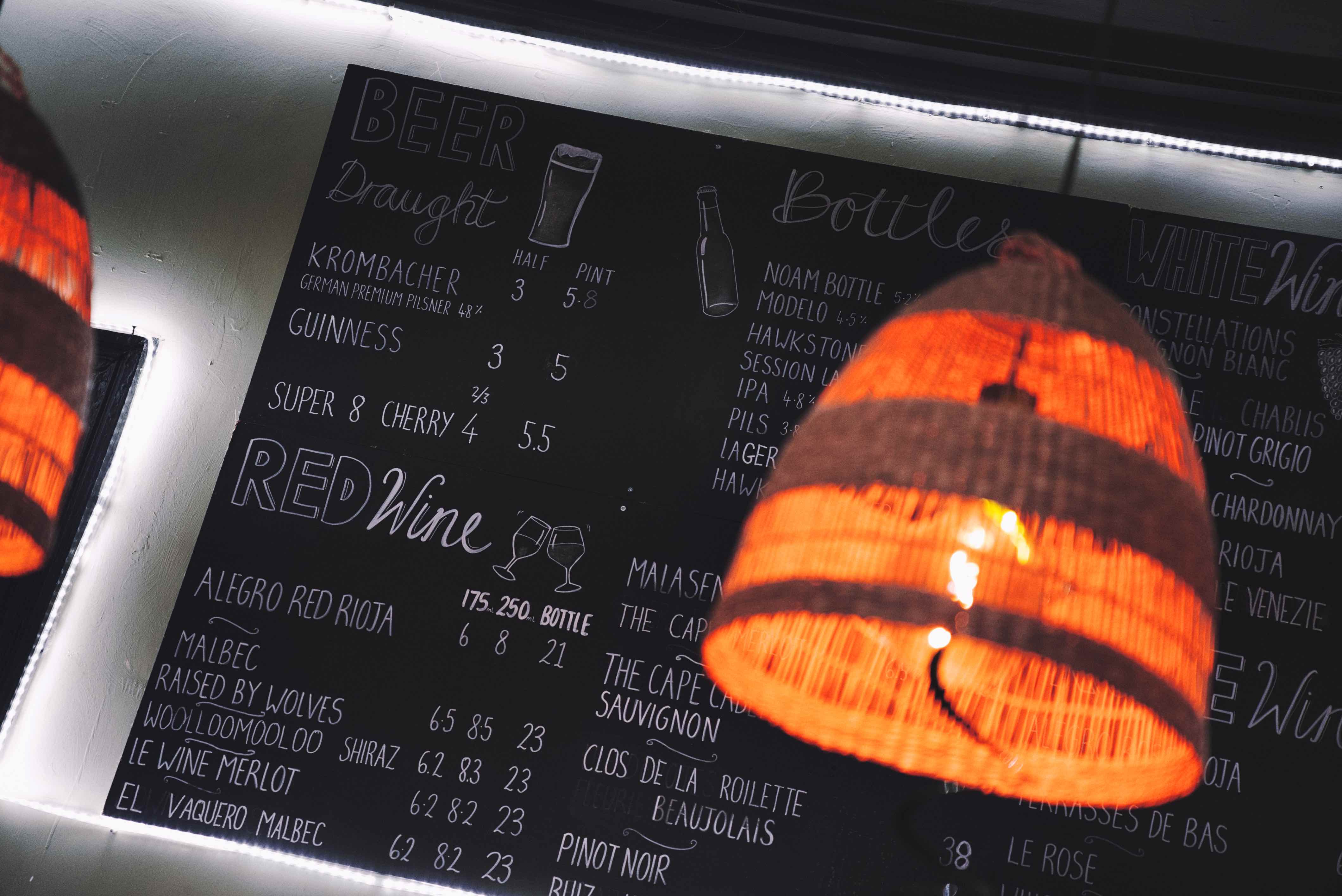 Beer and Wine Menu Board